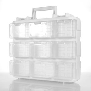 29656 16-Compartment Screw Organizer Double Side Removable Parts Storage Box PP Plastic Tool Storage Box for Hardware Crafts