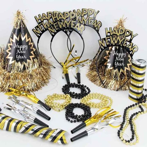 Nicro New Arrival Gold Black Happy New Year Home Ornament 2025 Eve Celebration Party Supplies Decorative Accessories Photo Props