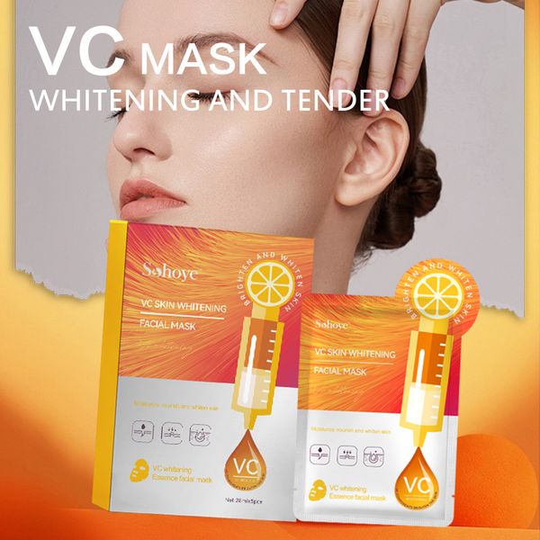 Popular Vitamin C Mask Cosmetics Factory Manufacturer Whitening Facial Mask Hydrating Natural Organic Vc Face Facial Sheet Mask