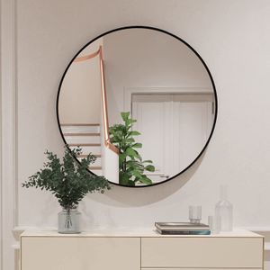 Circle Mirror, Black Round Wall Mirror 18 Inch, Round Vanity Mirror for Bathrooms, Entryways, Living Rooms and Wall Decor