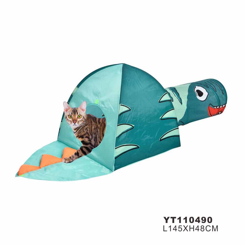 Cat Tunnel TenT Wholesale Pet Accessories Dinosaur Shape Polyester Print Pet Kitty Tube Toy 3 Part Match Detachable Cat Tunnel