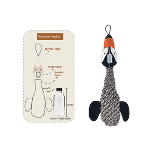 Canvas Braided Rope Plush Velvet Dog Toy Built in Water Bottle Interactive Chew Resistant Pet Play Toy for Small Medium Dogs