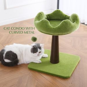 Manufacturer Pet Products Short Plush Cat Furniture Scratching Post Tower Cat Tree With Bed