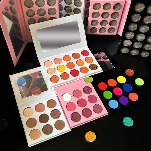 Private Label Combo Eye Pallet Eyeshadow Palette Refillable Vegan Customizable Cardboard Glitter Print logo Eyeshadow Palette