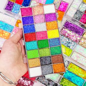 Wholesale Private Label Non-Toxic Eyeshadow Glitter Powder Palette Holographic Mixed Chunky Glitter Eyeshadow Gel