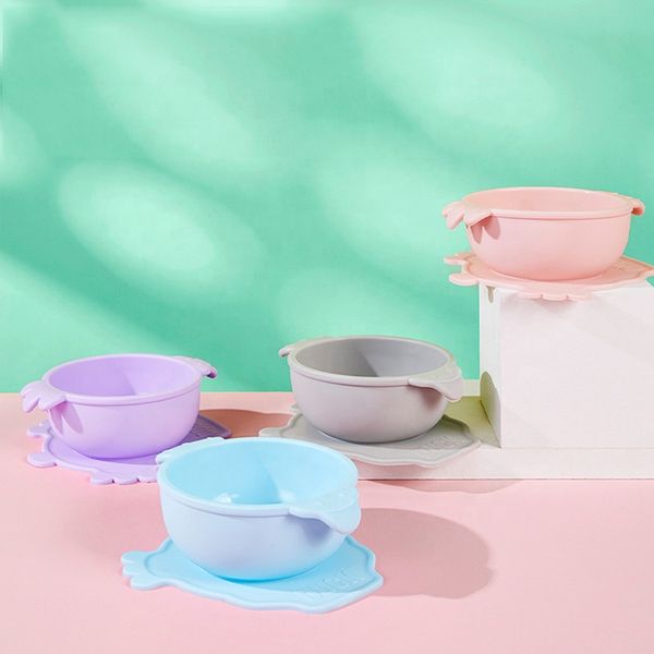 High Quality Vintage Kids Dining Set Duck Shape Silicone Tableware Including Suction Bowl Cutlery Baby's Dinner Feeding Boxed