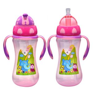 Wholesale BPA-Free 300ml Baby Milk and Water Bottle Set Big Size Wide Neck Biberon Bebe with Animal Pattern PP Material