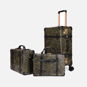 Vintage Style Travel Luggage Set Custom Trolley case Fibreboard Luggage