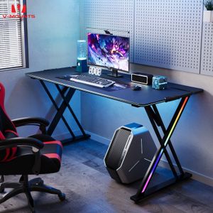 V-mounts Modern E-Sports Durable Plastic and MDF Surface Gaming Desk Table with Wraparound RGB Fiber Light for Home Office