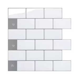 YALONG Wholesale White Peel and Stick Tile Backsplash 3d Self Adhesive Stick on Brick Wall Tiles Kitchen Bathroom Tiles Subway