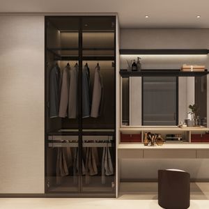 High-End Custom Wardrobe Solution With Modern Style Lighting And Multi-Zone Storage For Turnkey Apartment Projects No Retail