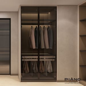 Luxury Modular Bedroom Closet System With Wood Grain Finish And Partitioned Storage For Engineering Projects And Developers Use