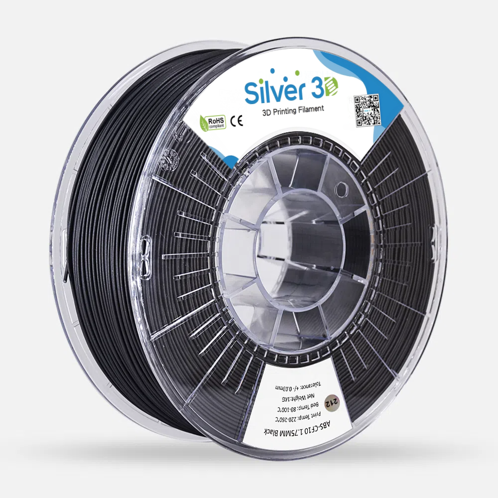 Silver 3D ABS-CF Carbon Fiber Filament - 1.75mm, High-Strength ABS 3D Printer Filament, Black ABS Carbon Fiber Material
