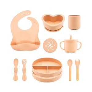 Customizable Safe BPA-Free Silicone Baby Feeding Set Classic Design Style Classic Baby Training Bowl and Plate Packaged in Box