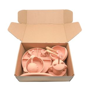 Custom Eco-friendly Non-Toxic Strong Suction Silicone Bowl Plate Bib Set New Arrival Baby Feeding Set with Small Mouth Size Kids