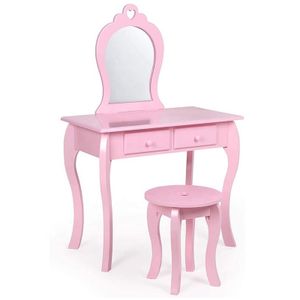 Direct Supplier Sale Modern Wooden Makeup Dressing Table with Standing Mirror for Kids Low MOQ for Bedroom or Living Room Use