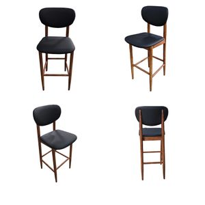 Modern Design Faux  Leather Padded Wood Frame Bar Chair Hotel Dining Furniture Home Bar Chair