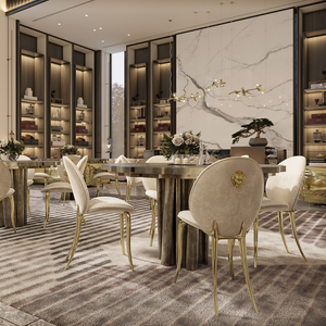 Italian Light Luxury Copper Lion Head Decor Metal Ring Dining Chairs High End Gold Legs Banquet Chair