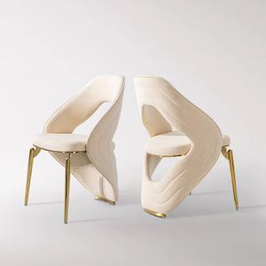 White Modern Light Luxury Velvet Leisure Chair Living Room Hotel Banquet Dining Chairs With Gold Legs