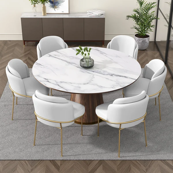 Q&N Modern White Linen Fabric Single Chair Light Luxury Hotel Dining Room Furniture Metal Upholstered Armless Chairs Sets Villa
