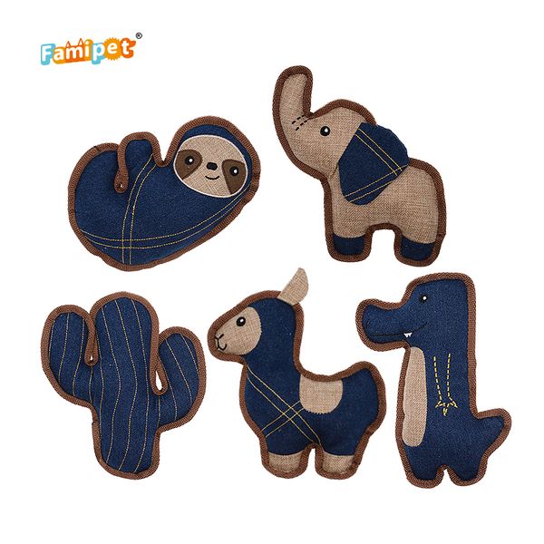 Famipet Custom New Arrival Denim Animals Design Stuffed Brinquedo Pet Squeak Toy Squeaky Dog Toy