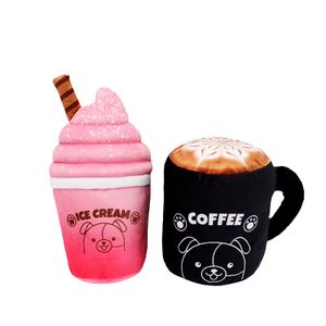 Famipet Wholesale New Design Coffee Cup Series Soft Stuffed Squeaky Dog Toys Plush Pet Squeak Toys for Dogs