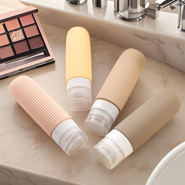 Wholesale Custom Logo 90ml 4pcs Set Silicone Travel Bottles Leak-Proof & Collapsible TSA-Approved Reusable Toiletry Containers