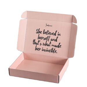 Eco-Friendly Custom Logo Printed Pink Cardboard Shipping Boxes Durable Paper Packaging for Dresses Shoes Socks Gifts Embossing