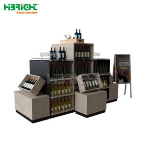 Supermarket Shelves for Liquor Stores Elegant Wooden Wine Red Wine Showcase Display Stand for Store Decorations Mall Displays