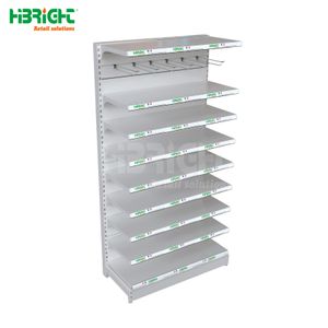 Highbright White Customized Heavy-duty Single Side Steel Supermarket Display Shelves