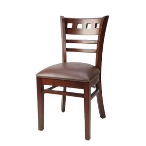 Restaurant PU Leather Seat Ladder Back Wood Chairs
