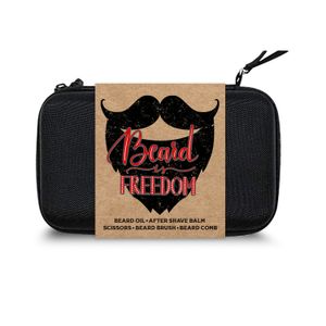 Cosmetic Bag Grooming Gift Sets Includes Beard Oil, After Shave Balm, Beard Brush, Beard Comb, Scissors