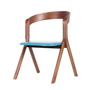Restaurant Dark Brown Ash Wood Curved Back Dining Chairs