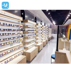 Optometrist Sunglasses Shop Display Cabinet Custom Wooden Eyewear Store Interior Design Decoration Display Rack for Optical Shop