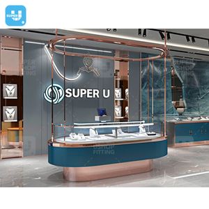 Custom Necklace Counter Fine Jewelry Store Display Furniture Lockable Jewelry Glass Showcase Kiosks for Mall