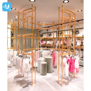 Fashion Retail Children Cloth Shop Interior Design Furniture Customized Gold Kids Shop Display