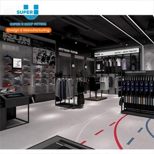 Custom China Factory Directly Sportswear Store Fixtures Interior Design Retail Fancy Brand Shop Sports Clothing Rack Display