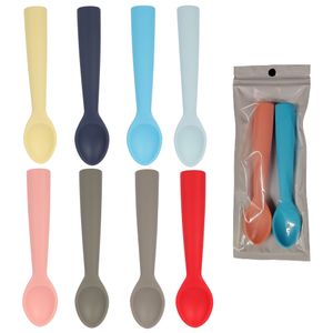 BPA Free Dishwasher & Boil-proof Baby Utensils Feeding Supplies First Stage Silicone Baby  Feeding Spoon