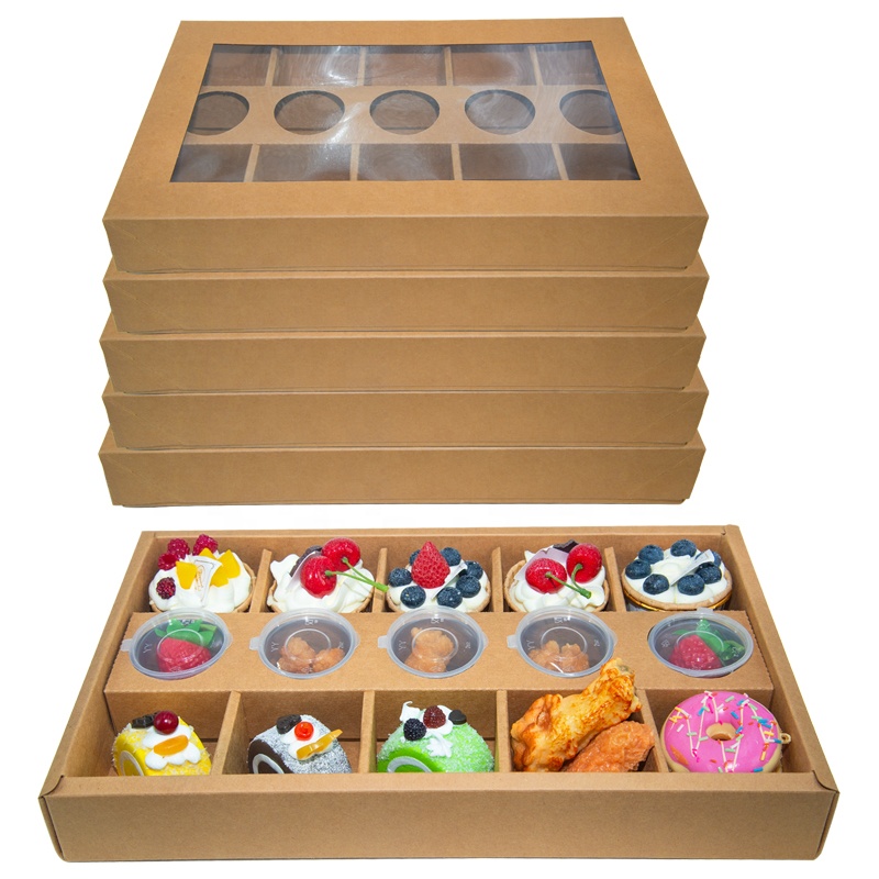 Wholesale Eco Friendly Paper Disposable Food Packaging Brunch Lunch Grazing Platter Boxes with Window Lid