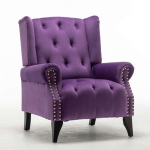Cozy Velvet Armchair with High Back Tufted Luxury Leisure Chair for Living Room Dining Bedroom Hotel & Gym-Accent Furniture