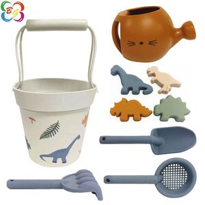 Wholesale Summer Beach Nine-Piece Silicone Bucket Shovel Mesh Screen Rake Combination for Parent-Child Interactive Play Rubber