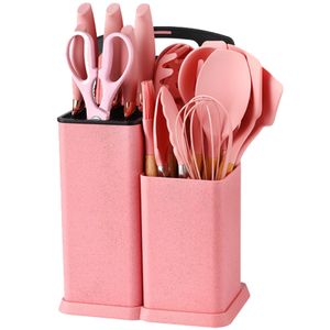 OEM & ODM 19-Piece Custom Kitchen Gadget Set Silicone Cooking Utensils with Wooden Handle and Cuttings Board