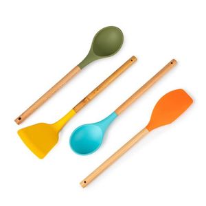 Silicone Wooden Handle Silicone Cooking Kitchen Utensils Spoon Spatula