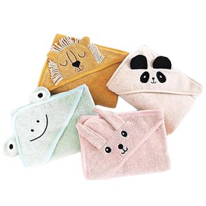 Wholesale Animal Bamboo Fiber Baby Bath Towel Custom Logo for Kids Cartoon Newborn Bathroom Use
