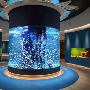 Hot Sale Large Decorative Transparent Acrylic Aquarium Fish Tank Set 100W Power for Living Room or Desktop Display