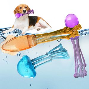 Pawise Hot Summer Interactive Pet Rope Fetch Toy Squid Octupus Jellyfish Floating On Water TPR Dog Chew Toy For Beach Pool Lake