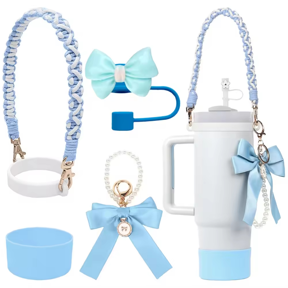 Hot Sale Drinkware Accessories Set Silicone Cup Boot Straw Cover Handle Strap 30oz 40oz Tumbler Water Bottle Handle Strap Charms