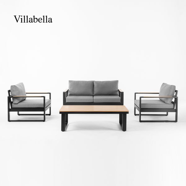 Villabella Modern Garden Furniture Aluminum Outdoor Sofa Set All Weather Hotel Villa Design Patio Lounge Furniture Sofa Set