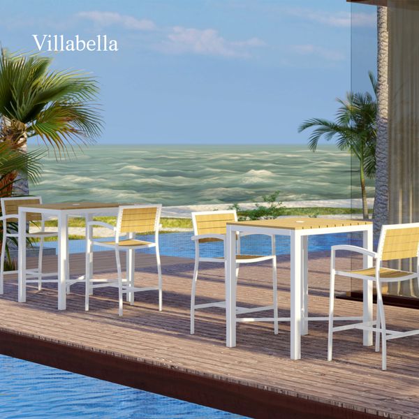 Luxury Commercial Garden Outdoor Bar Table and Chairs Hotel Restaurant Furniture Aluminum All Weather High Table Set
