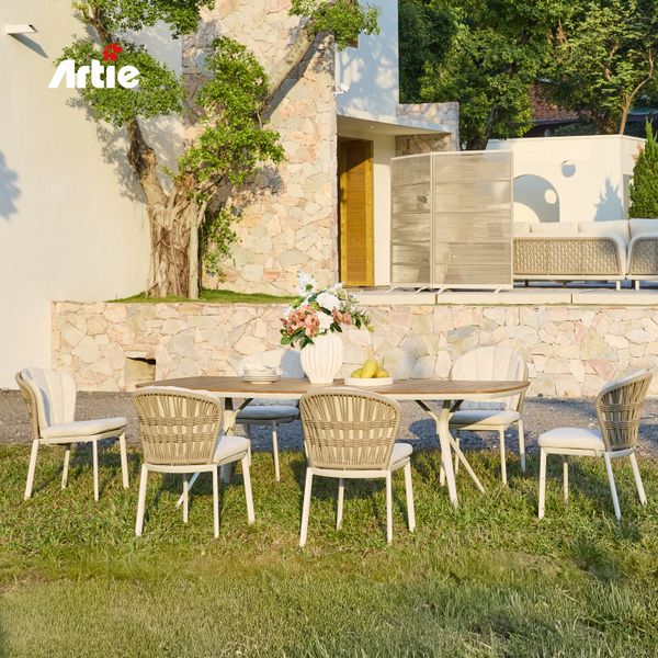 Artie French Bistro Tables Chairs Modern Outdoor Furniture Patio Set 7 Piece Outdoor Dining Set Garden Furniture From China